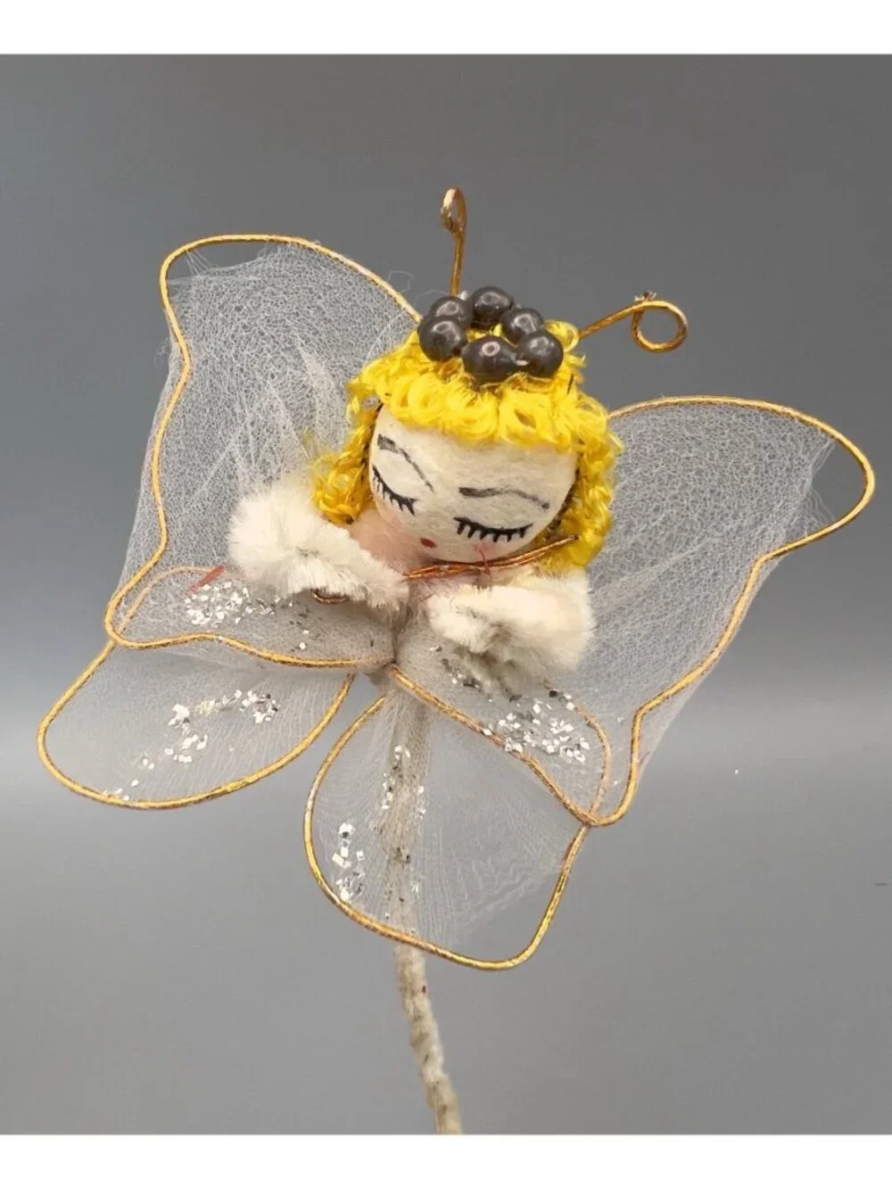 Vintage Spun Cotton Angel Ornaments Lot 8 Mid Century Japan Tulle Chenille MCM